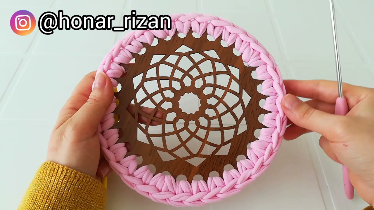 تریکوبافی، آموزش درب سبد تریکو، بافت درب آماده سبد