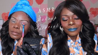 SOFT BLUE BOLD LIP ASMR MAKEUP TUTORIAL screenshot 5