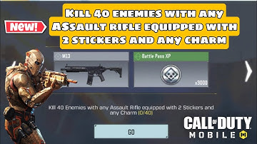 Kill 40 enemies with any Assault rifle equipped with 2 stickers and any charm