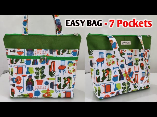 Very easy zipper Handbag/Handbag cutting and stitching/Bag from cloth/Bag  banana - YouTube