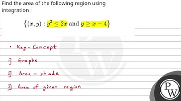 Find the area of the following region using integration :\\[\\left\\{(x, y ): y ^2 \\leq 2 x \\t....
