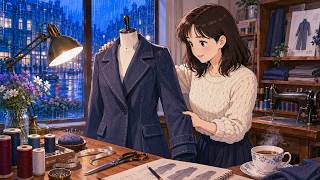 Rainy Day in Jenny’s Fashion Studio ☔ Sewing a Handmade Coat | Cozy Anime ASMR screenshot 2