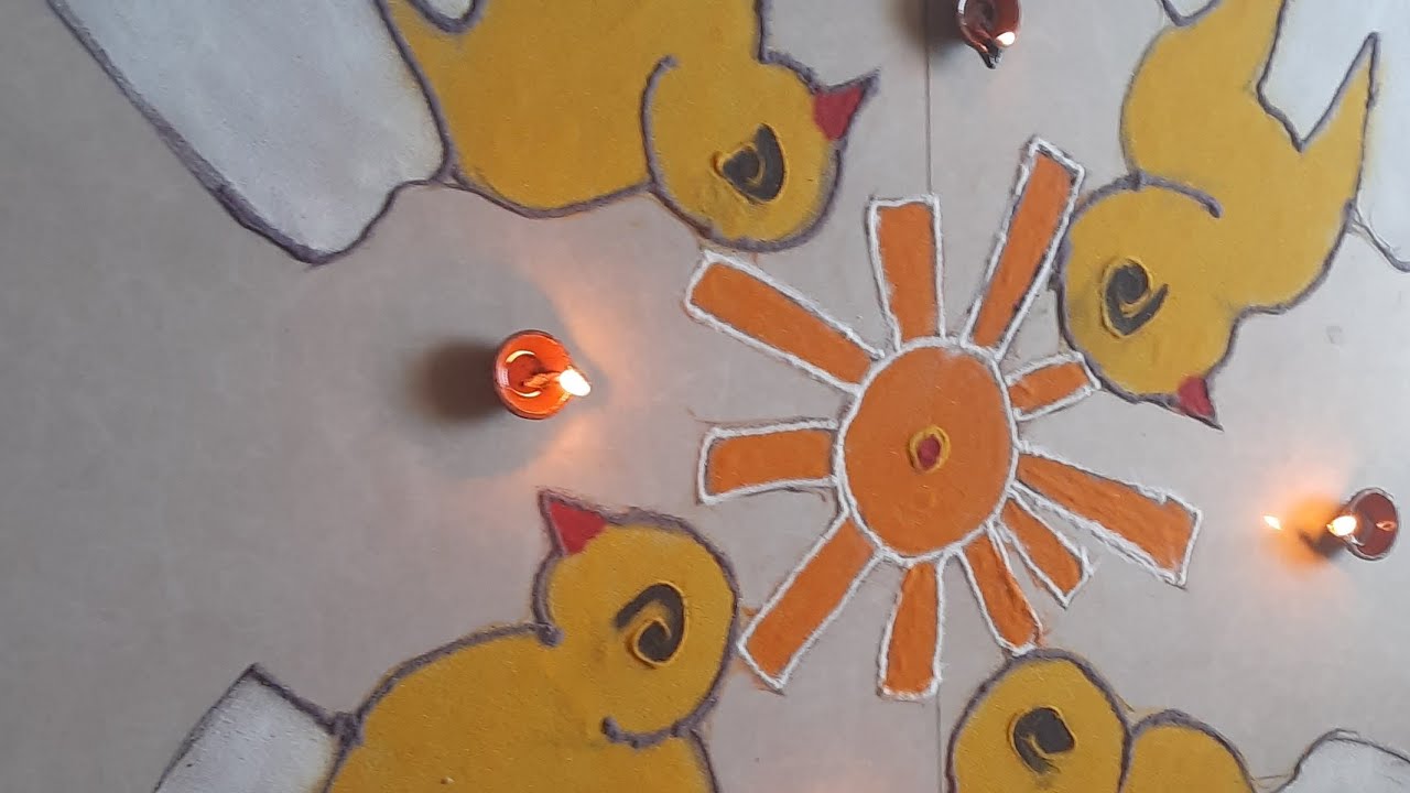 new hen rangoli design - YouTube