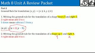 Part 1 of 3 Math 8 Unit A Review Packet /Chapter 2 Test Review /Week 5 HW solution