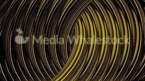 Close up for abstract twisted golden chains moving slowly, seamless loop. Animation. Yellow hypnotic