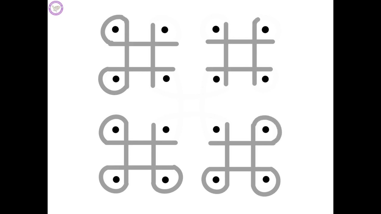 34. Balli (vine) Rangoli (4 by 4 Parallel dots)