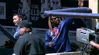BOS@MIL: Hanley messes with Guerin Austin in dugout Details
