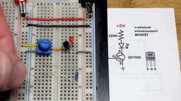 Testing out trimpot controlled 2N7000 N channel enhancement mode MOSFET and LED load by Electronzap