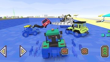 The car was removed from the pool in time with the help of the bulldozer - Blocky Farm & Racing