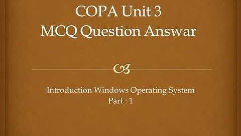 ITI COPA Unit 3 MCQ question part 1 Introduction to Computer Components