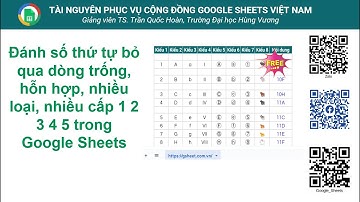 Đánh số thứ tự bỏ qua dòng trống, hỗn hợp, nhiều loại, nhiều cấp 1 2 3 4 5 trong Google Sheets