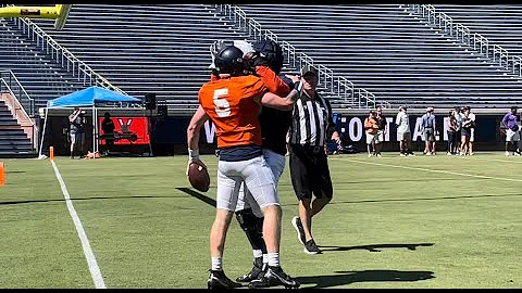 Virginia quarterback Brennan Armstrong sees an off...