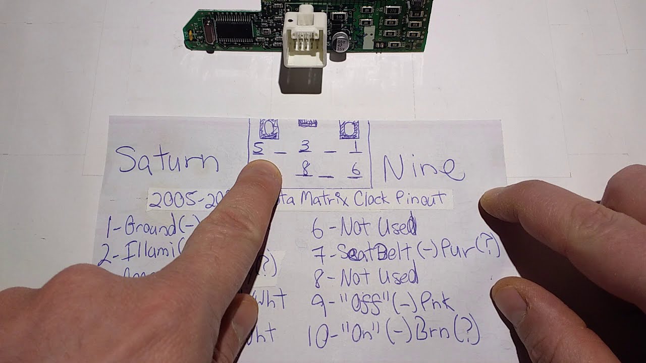 2005-2008 Toyota Matrix Clock Wiring Pinout - YouTube