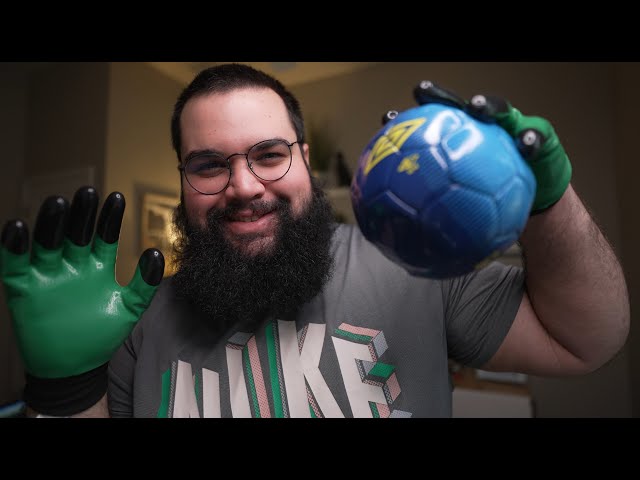 ASMR Green Sticky Gloves (Soft Spoken) (4K)