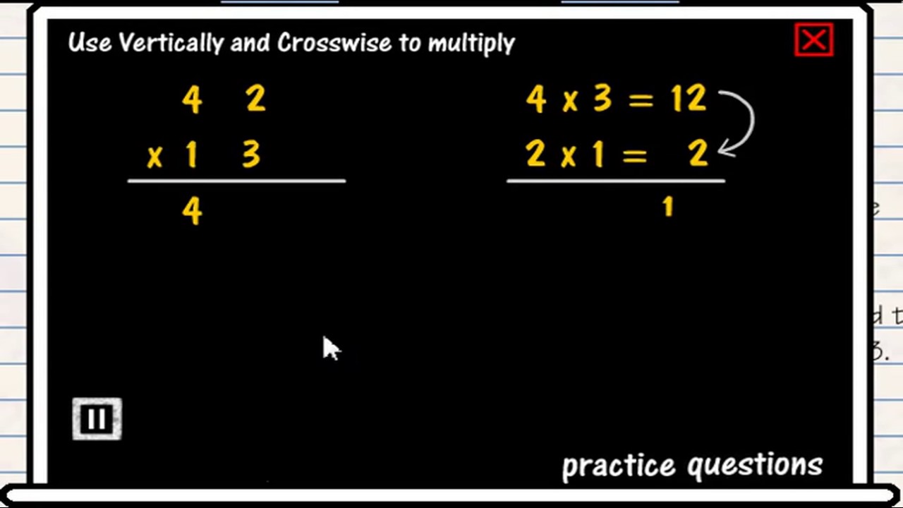 Vedic Maths Use vertical cross wise trick to multiply two digi easy