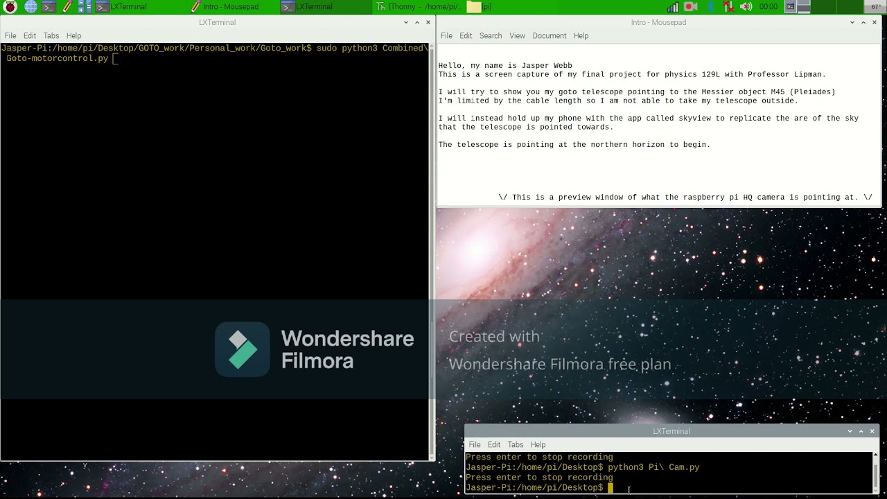 Physics 129 Final Project Goto/Tracking mount. Screen capture.