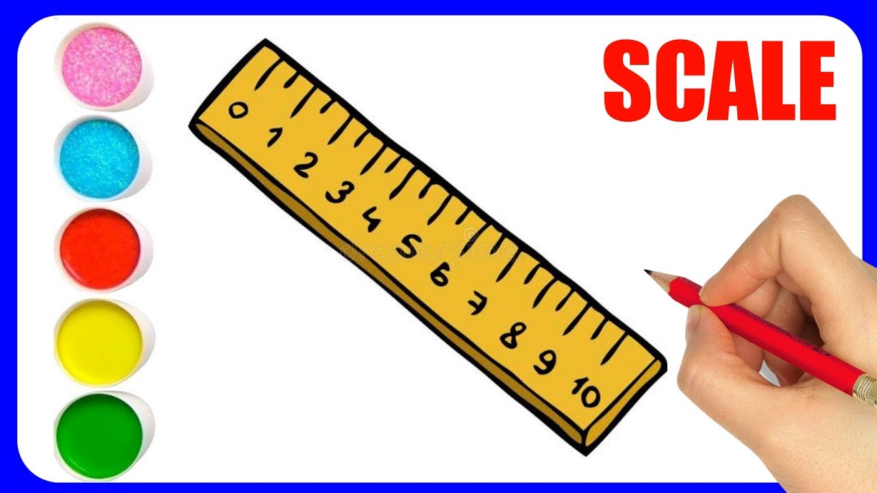 How to draw ruler, Drawing ruler for kids step by step