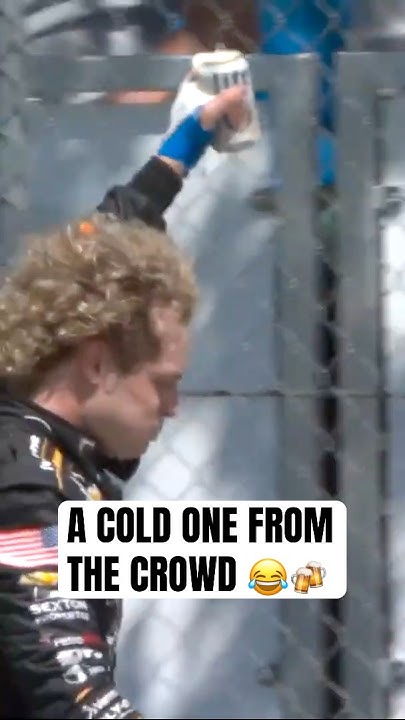 Nothing like a cold one from the crowd 🍻 #indycar #racing #roadamerica #santinoferrucci