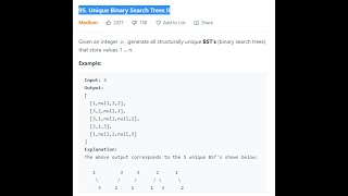 95. Unique Binary Search Trees, Leetcode