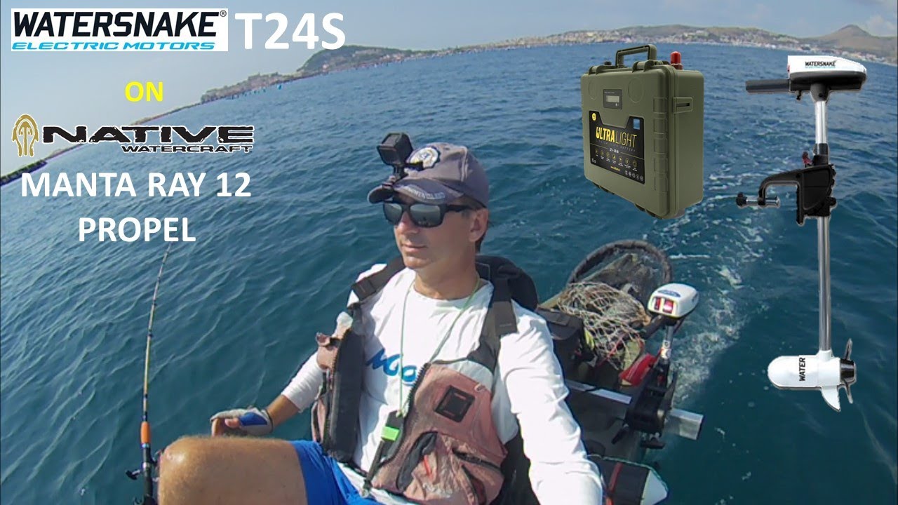 Watersnake T24S electric motor on Native Manta Ray 12 Propel kayak
