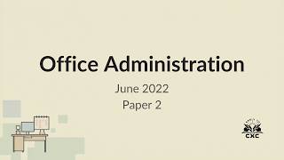 Office Administration June 2022 Paper 2