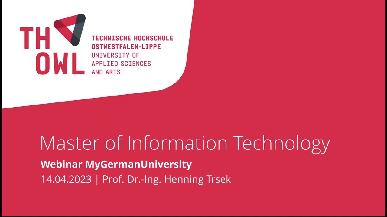 Study Information Technology (M.Sc.) at TH OWL (in English & Tuition-Free) | Webinar
