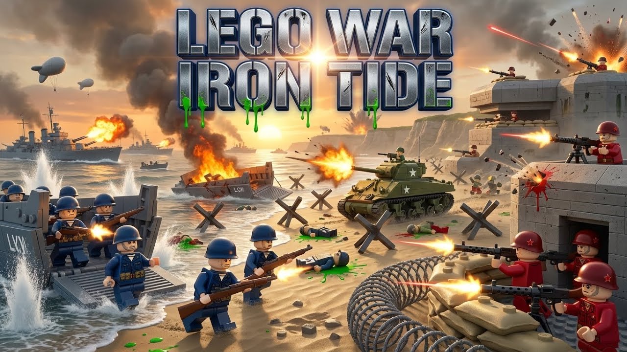 LEGO Iron Tide Beach Assault - BLUE vs RED D-Day Landing Operation - Epic Coastal Invasion 🏖️💥