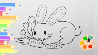 Coloring Fun Cute Rabbit Drawing The Coloring Corner