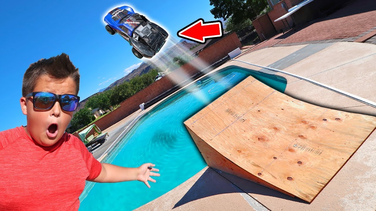 TESLA X Autopilot Test Drive?! Jumping an Electric Car Over Swimming Pool!! - YouTube