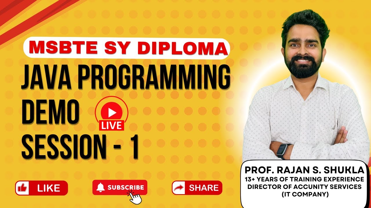Java Programming | Demo Session - 1 | MSBTE SY DIPLOMA | For CO/ IF ...