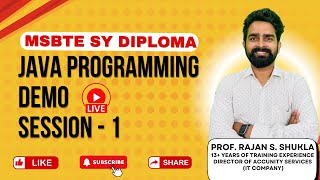 Java Programming | Demo Session - 1 | MSBTE SY DIPLOMA | For CO/ IF/ AIML
