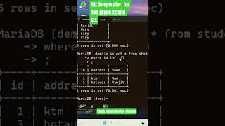 neb grade 12 and see - revision SQL in operator