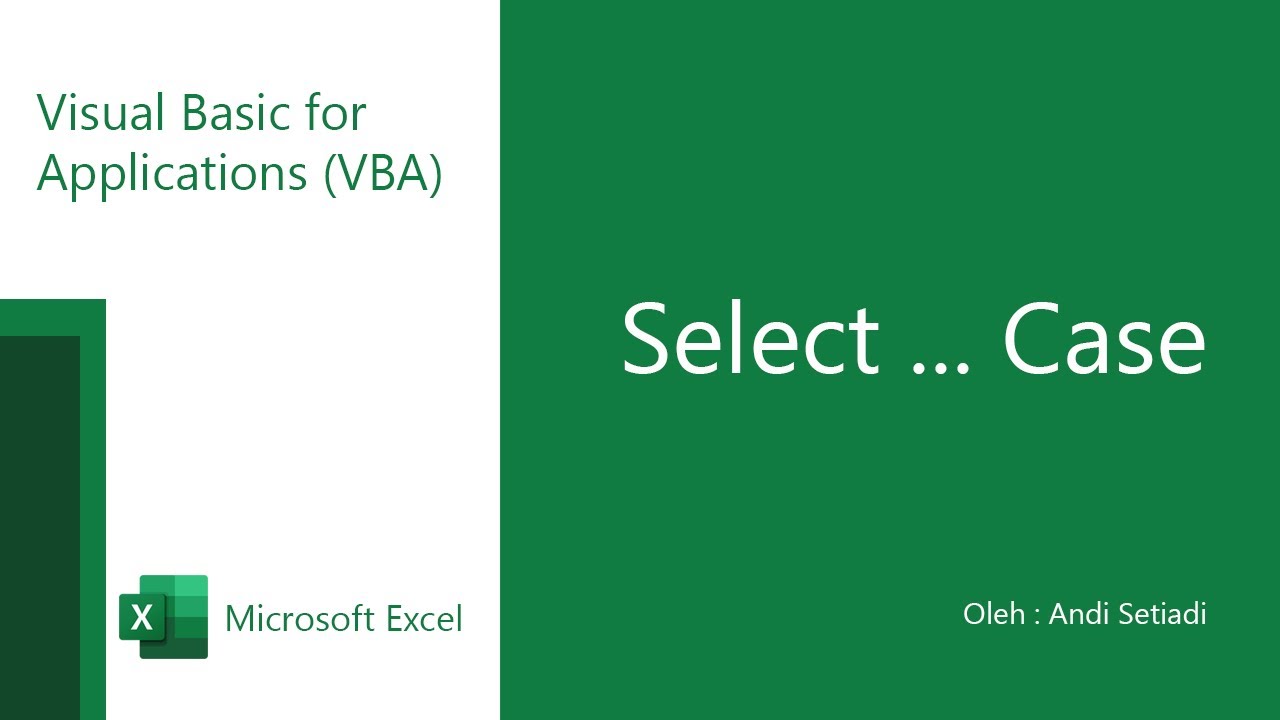 Materi VBA Dasar #12: Pengkondisian Select Case pada VBA - YouTube