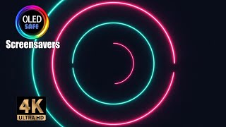 Neon Circles Aqua Purple Screensaver - 10 Hours - 4K - Oled Safe