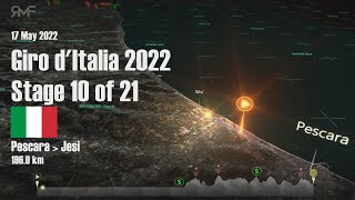 Giro Ditalia 2022 - Stage Tappa 10 Pescara - Jesi - Route Parcours Animation Profile