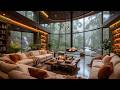 Rainy Day Jazz Ambience Cozy Forest Cabin Fireplace Gentle Piano Melodies For Study Work 