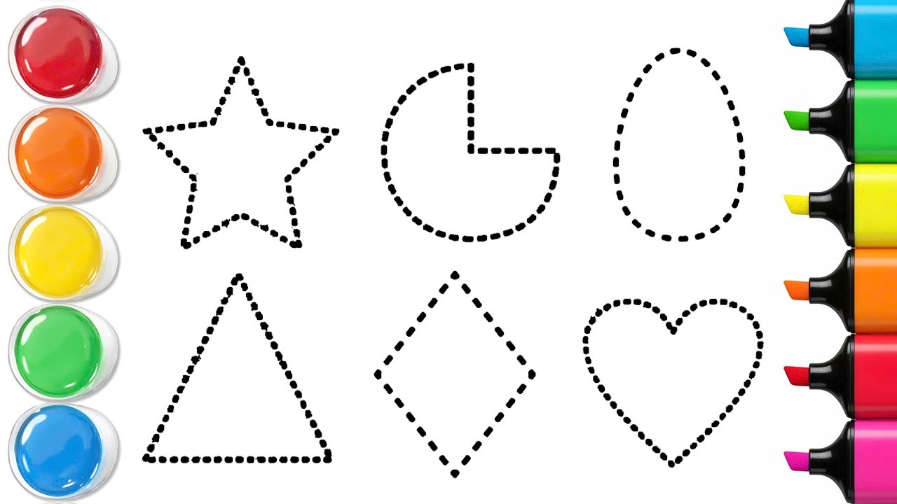 How To Draw Heart & 5 Other Simple 2D Geometric Shapes | Easy Step By ...