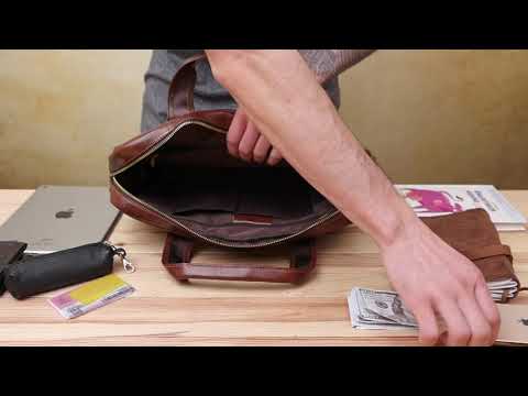 Сумка шкіряна для ноутбука Vintage 20470 Коричневий, видео 1