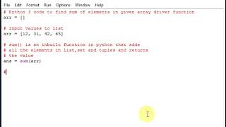 python program to find sum of elements in given array
