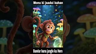 Monu Bandar aur Jadui Patthar 😲 | Help ki Moral Story Kids ke liye! 🐵💎 #Shorts#shortsfeed