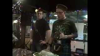 Arcadia Ales 16th anniversay, Tim Suprise addressing the haggis
