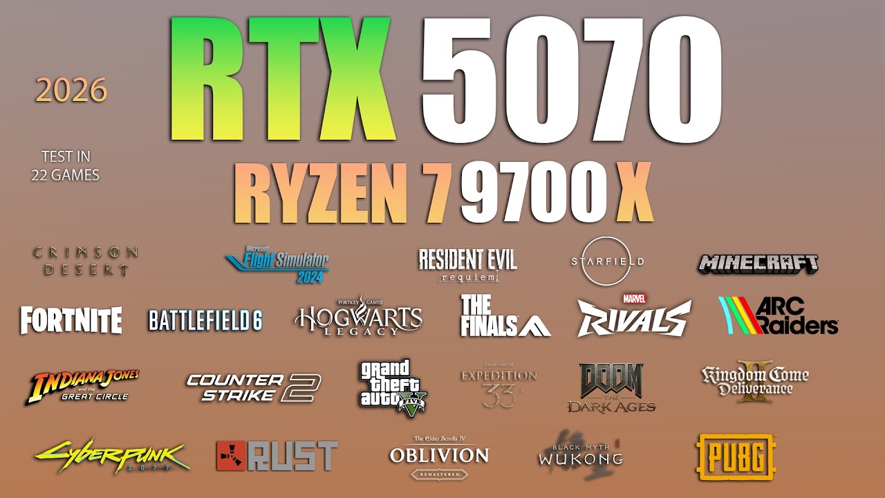 RTX 5070 + Ryzen 7 9700X : Test In 22 Games - RTX 5070 - YouTube
