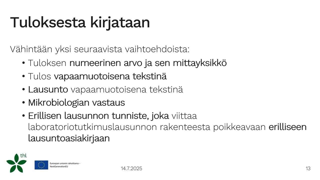 Keskeiset potilastiedot: Laboratoriotutkimukset