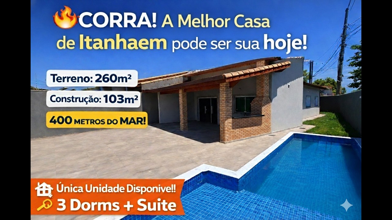 🔥 CORRA! A Melhor Casa de Itanhaém pode ser sua hoje! (3 Dorms + Suíte) | R$| 689 MIL