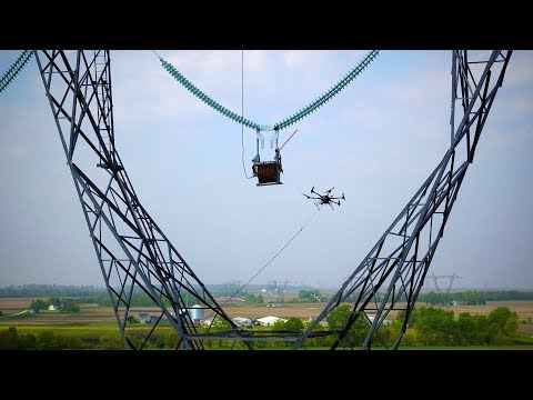 Drone Stringing Transmission Lines