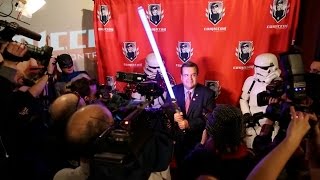 Montreal Mayor Denis Coderre Uses Lightsaber to Defend Against Rebel Media