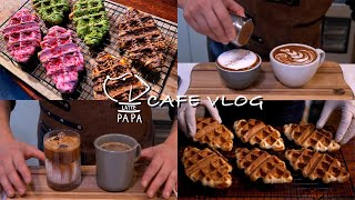 [ENG] Cafe Vlog | I just wanted to eat a chocolate donut! | Making chocolate waffles by type 