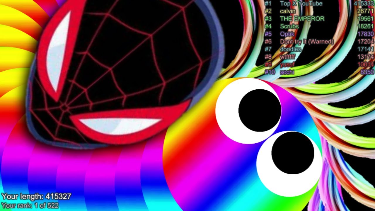 Slither.io A.I. Black SpiderMan Vs Giant Monster Snake - Epic Skin Slitherio Vip Best Gameplay