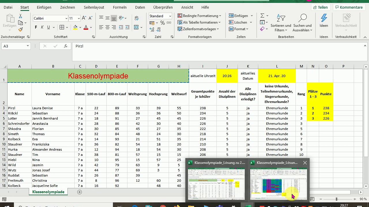 MS Office Excel 2016 - Lösungsfilm zur Aufgabenstellung