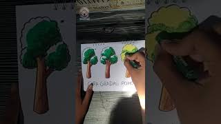 TUTORIAL GRADASI POHON 🌳✨ #gambar #tutorial #gradasi #crayon #pohon #mewarnai #caramewarnai